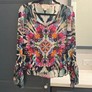 Nicole Miller Artelier Multicolor Silk Floral Blouse